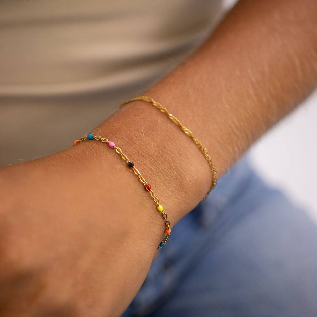 18K Gold PVD Stainless Steel Multicolor Confetti Bracelet