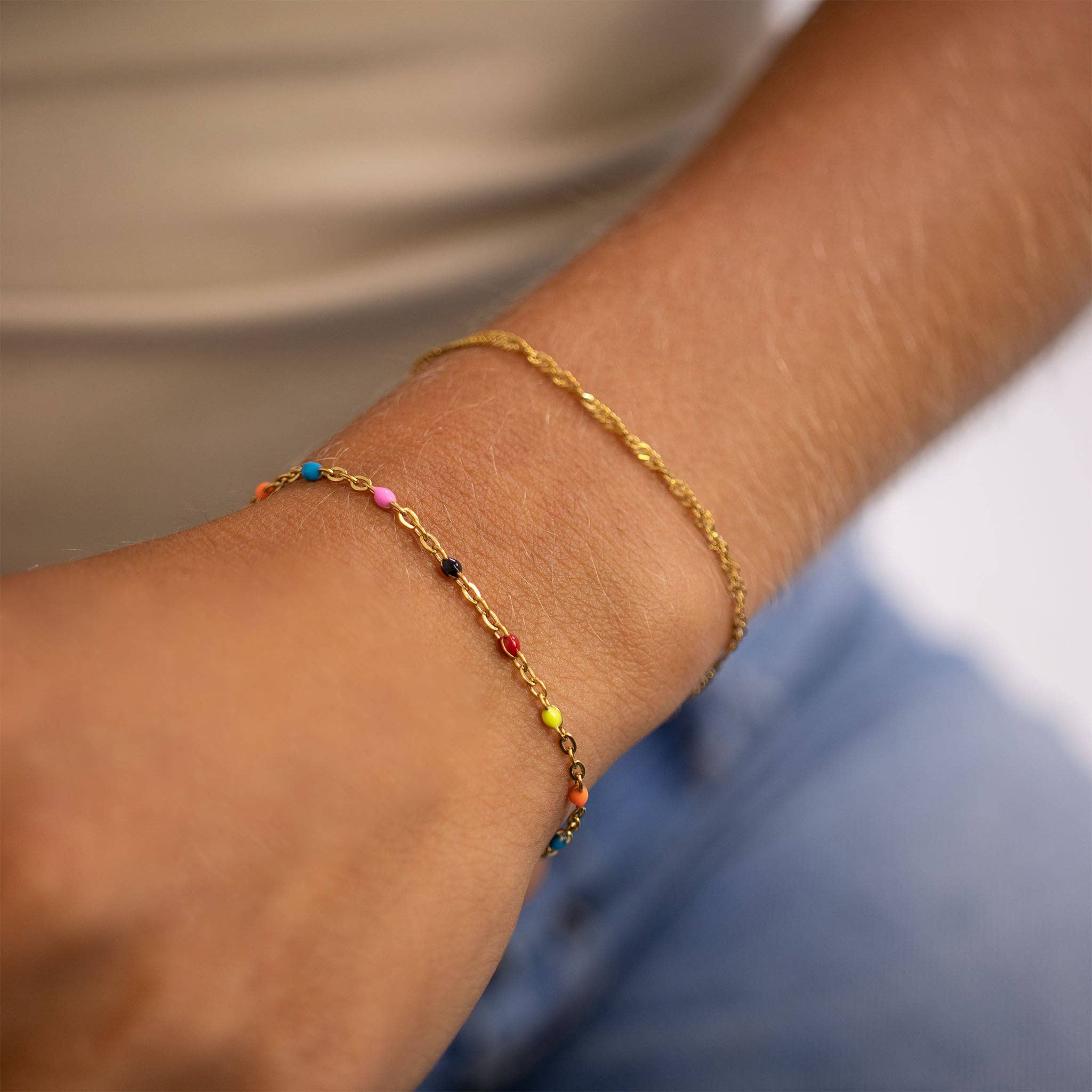 18K Gold PVD Stainless Steel Multicolor Confetti Bracelet