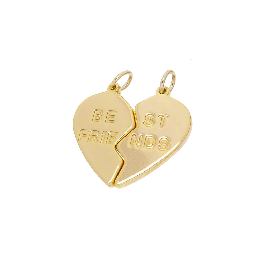 Best Friends Split Heart Charm Set - Gold BFF Charms