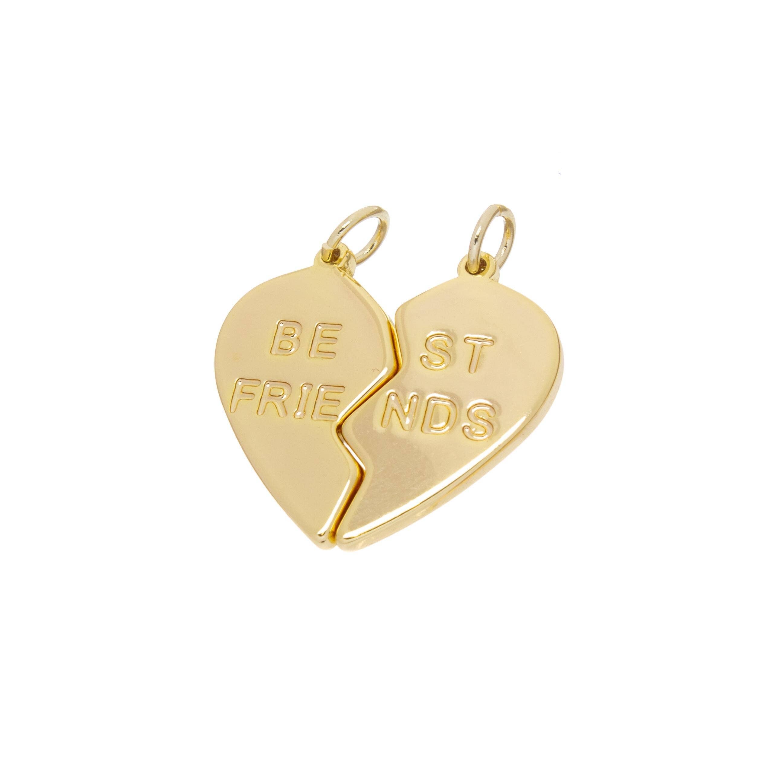 Best Friends Split Heart Charm Set - Gold BFF Charms