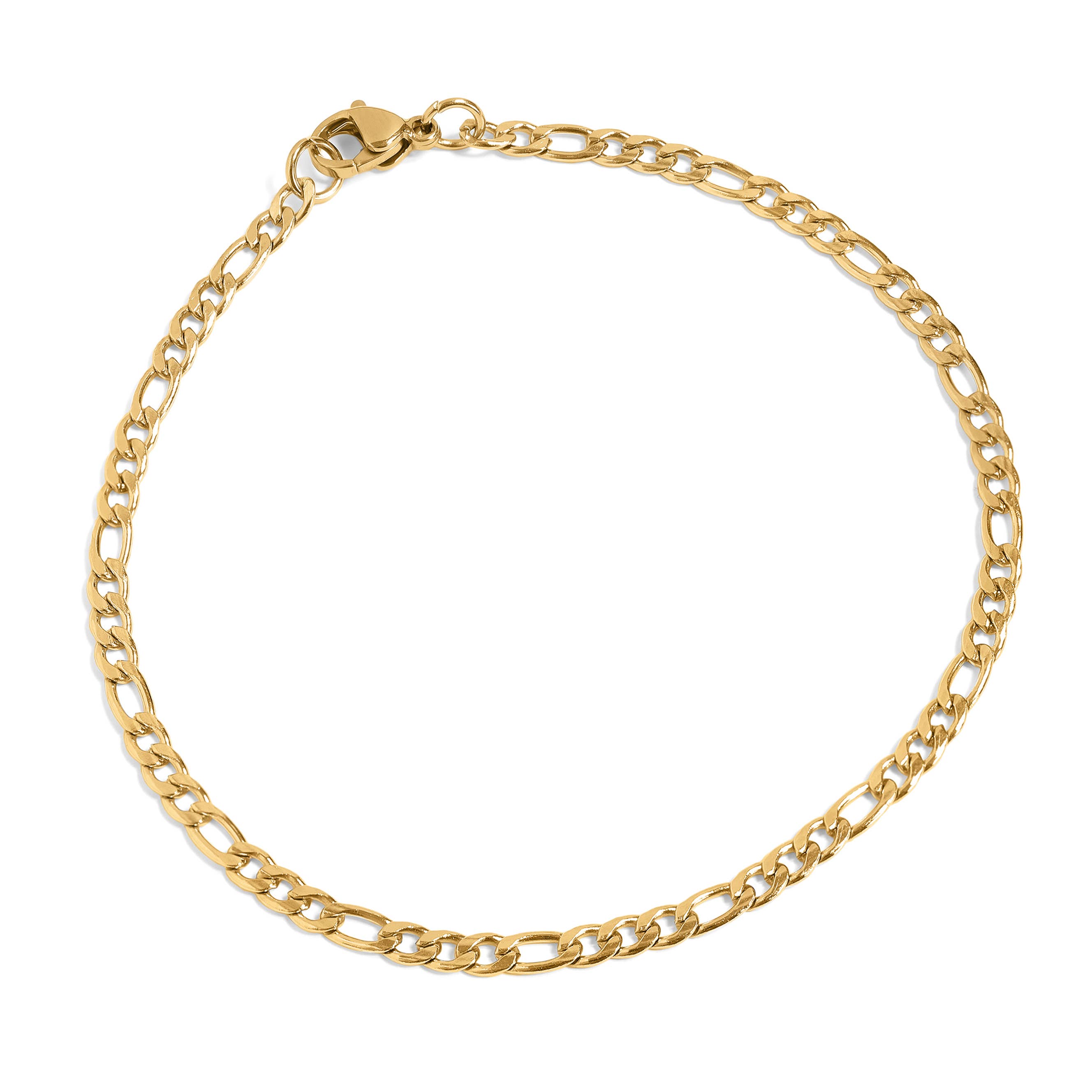 Gold chain bracelet on a white background