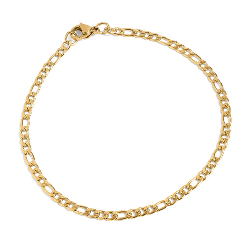 Gold chain bracelet on a white background