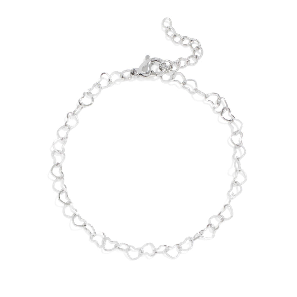 18K Gold PVD Stainless Steel Linked Heart Chain Bracelet