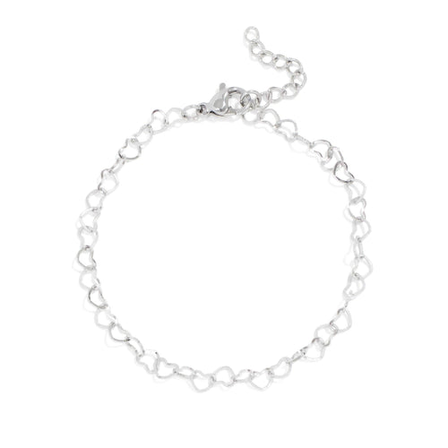 18K Gold PVD Stainless Steel Linked Heart Chain Bracelet