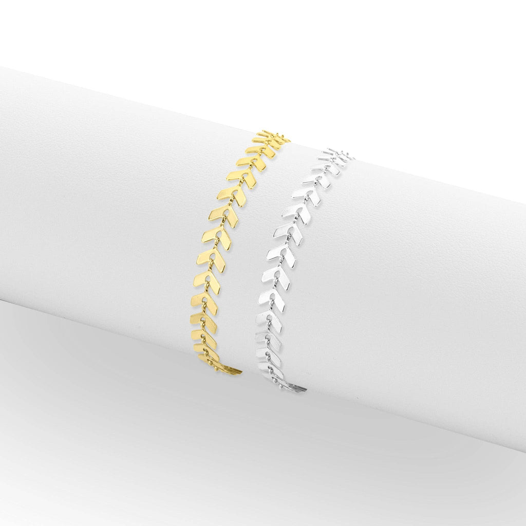 Stainless Steel Gold Chevron Chain Bracelet