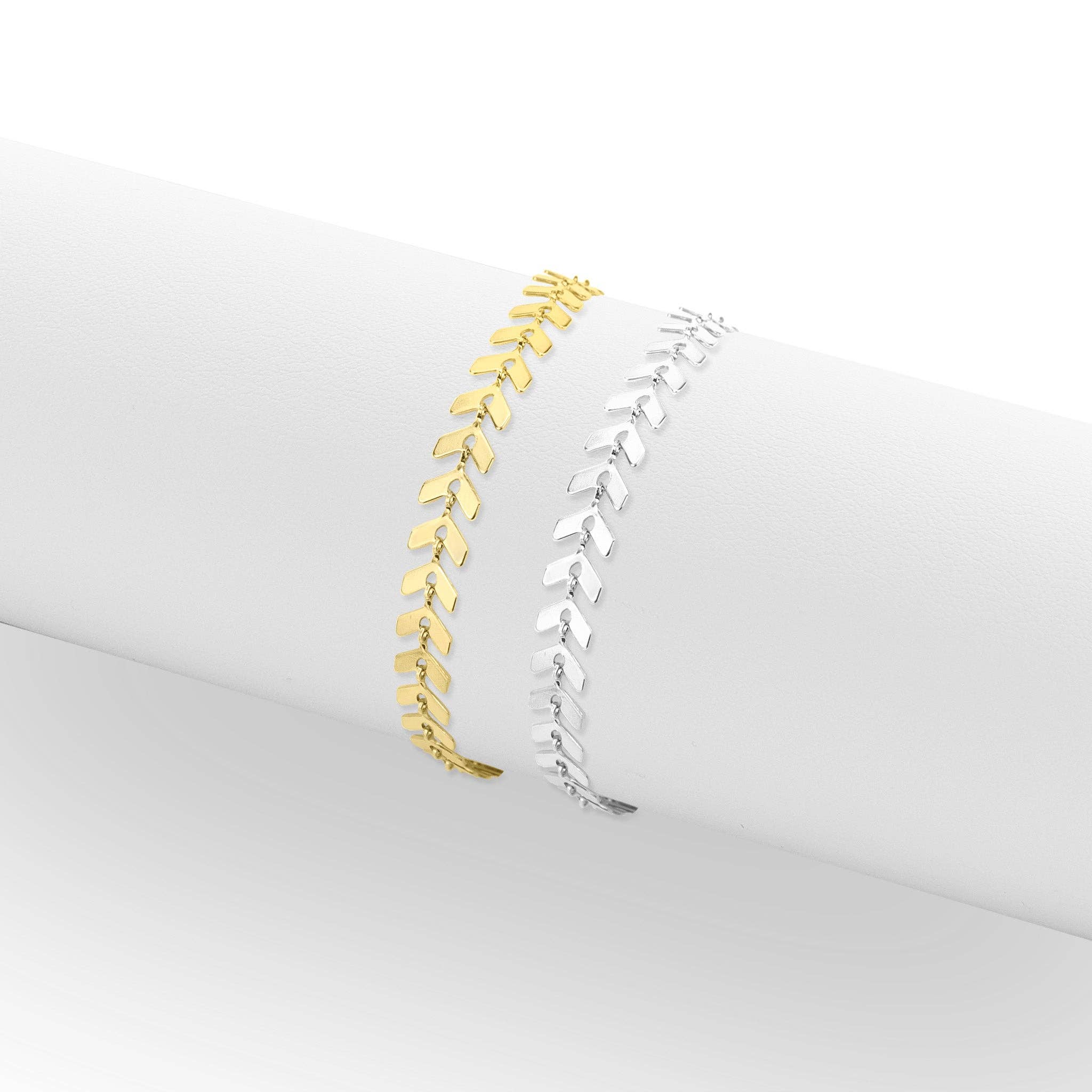 Stainless Steel Gold Chevron Chain Bracelet