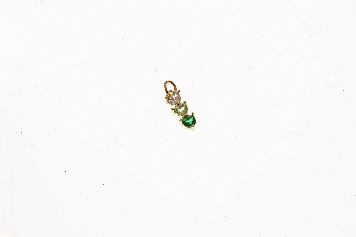 Multi Color 3 Stone CZ Heart Charm | Assorted Colors