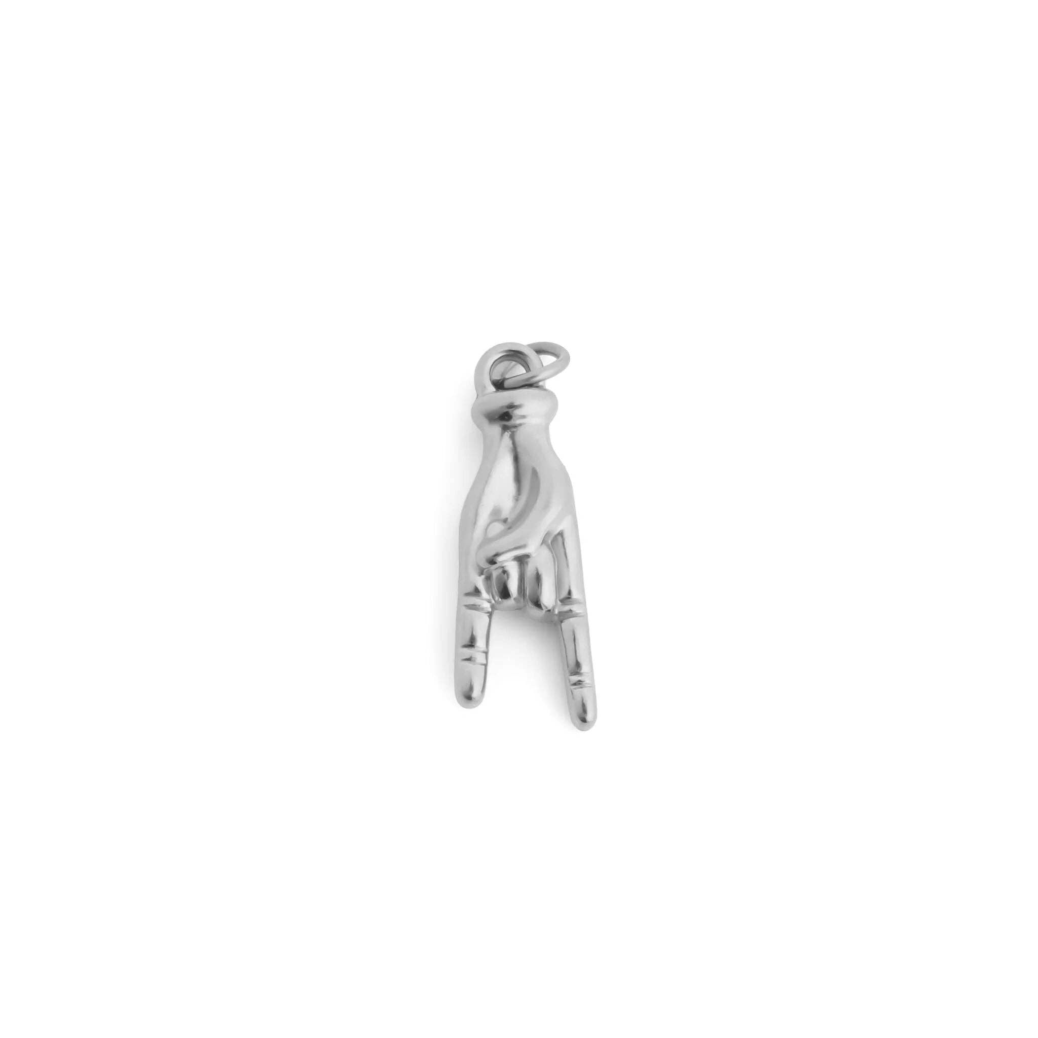 18K Gold PVD Stainless Steel Rock On Hand Charm