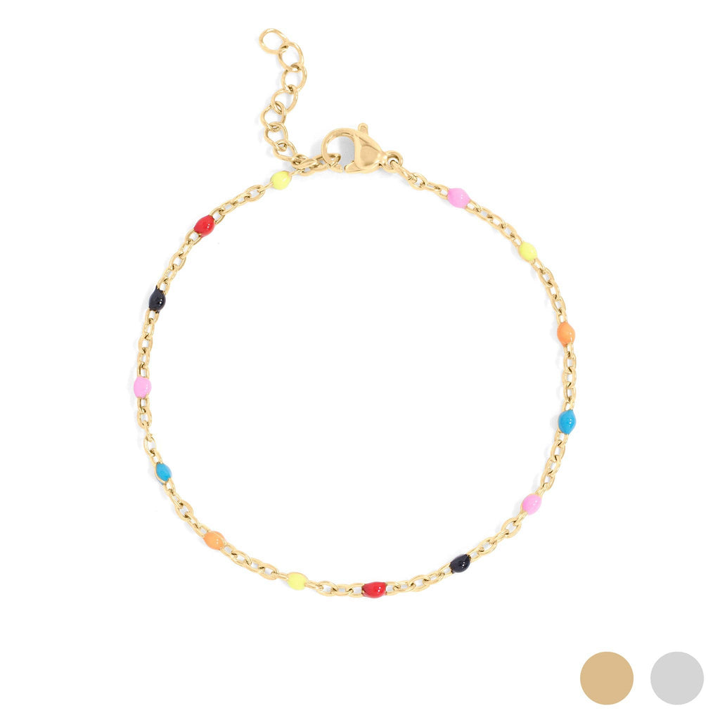 18K Gold PVD Stainless Steel Multicolor Confetti Bracelet