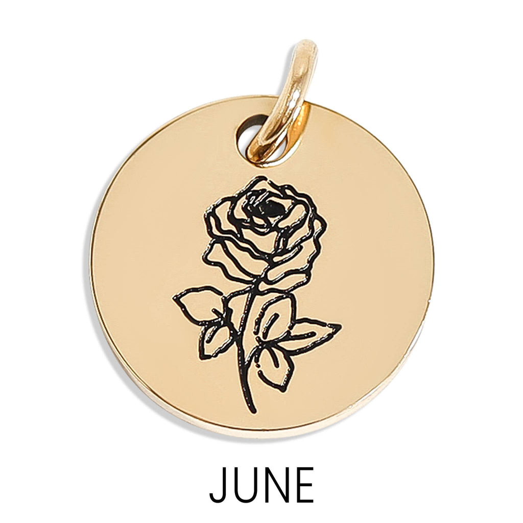 18K Gold PVD Stainless Steel Birth Flower Charm