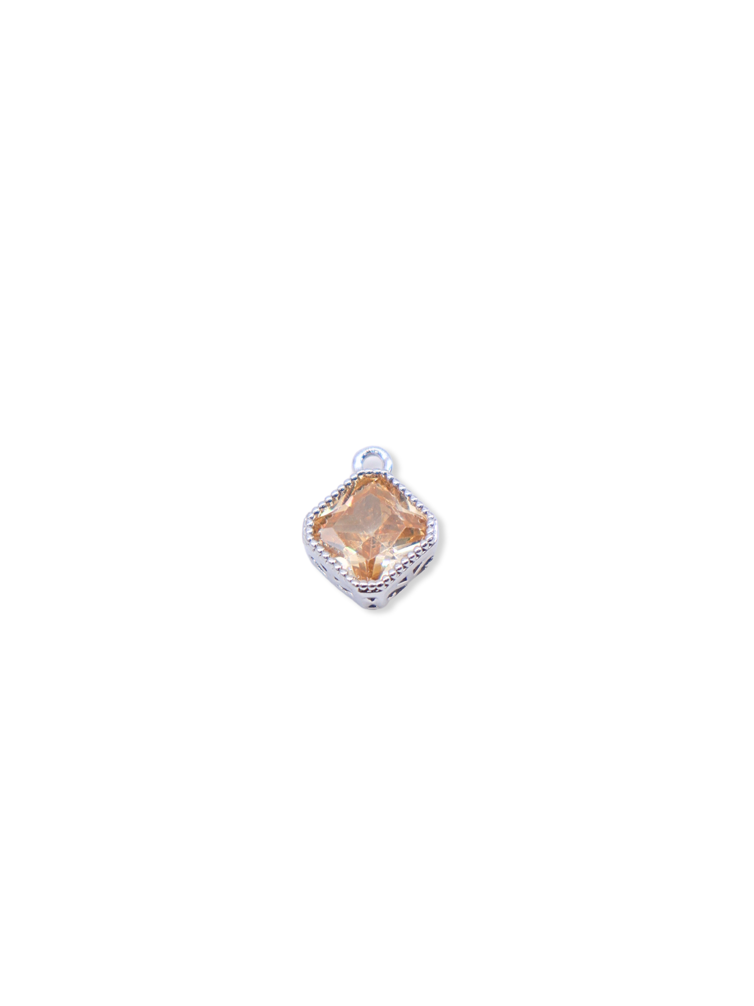 Silver Vintage Colored Glass Charm | Platinum Plated Brass Charm
