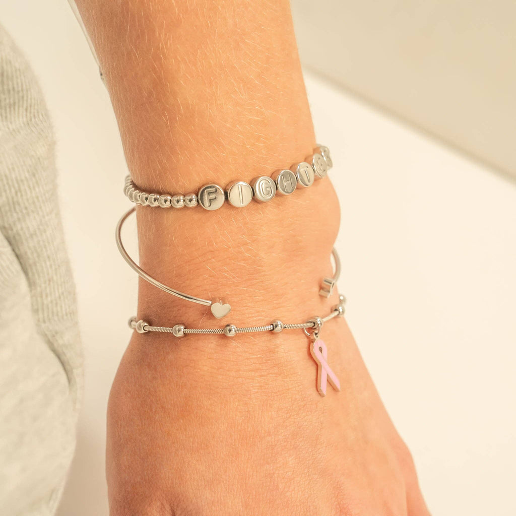 Breast Cancer Awareness Pink Ribbon Charm