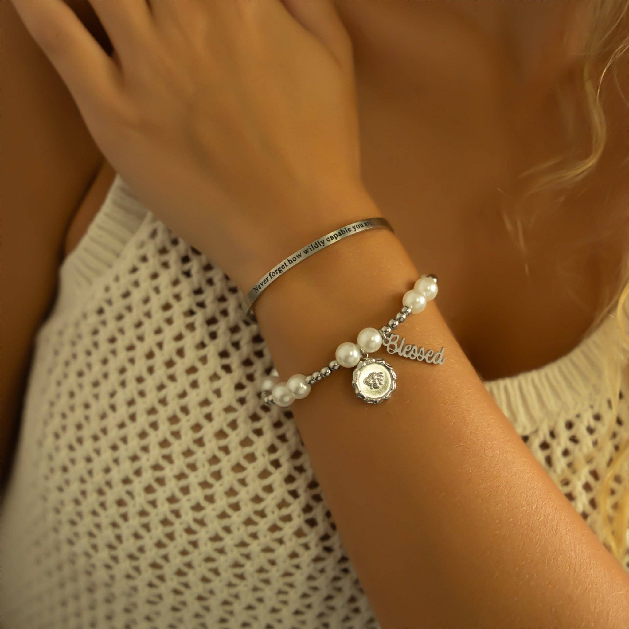 18K Gold PVD Stainless Steel Blessed Charm