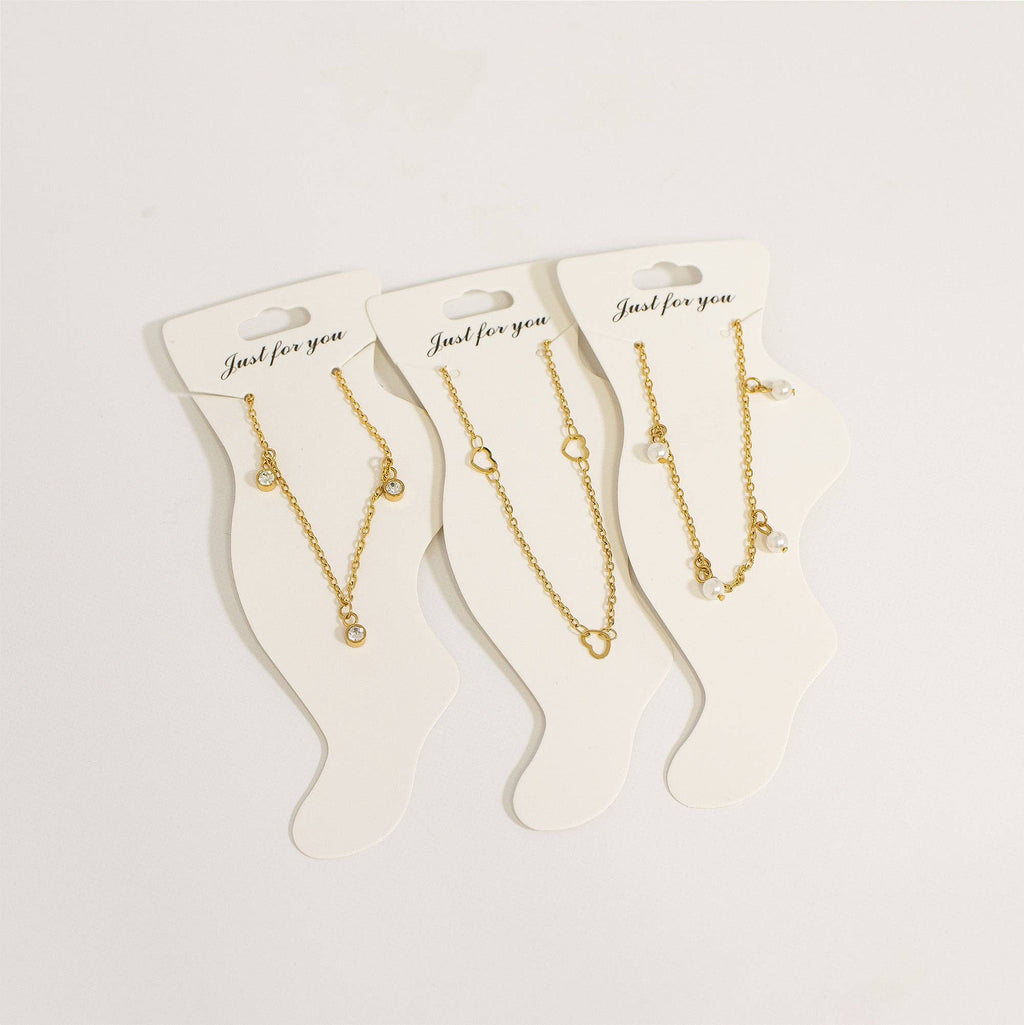 18K Gold PVD Stainless Steel Pearl Charm Anklet