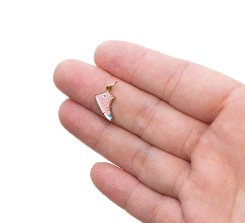Gold Pink Sneaker Shoe Charm