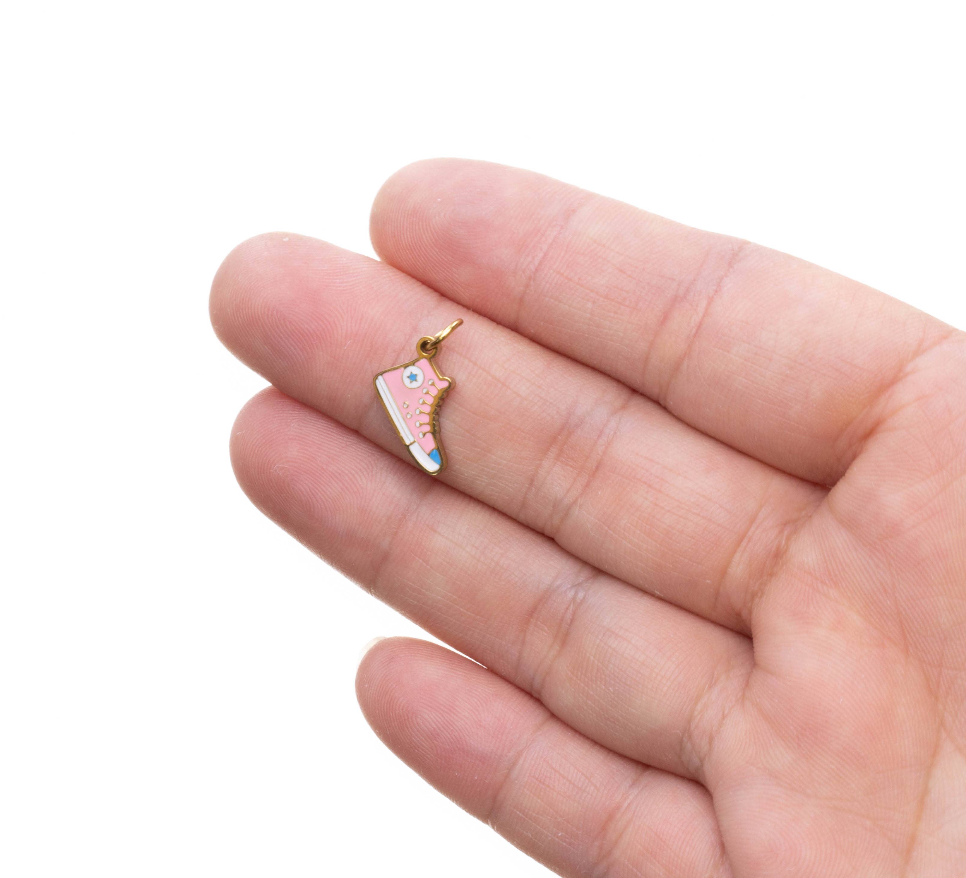 Gold Pink Sneaker Shoe Charm