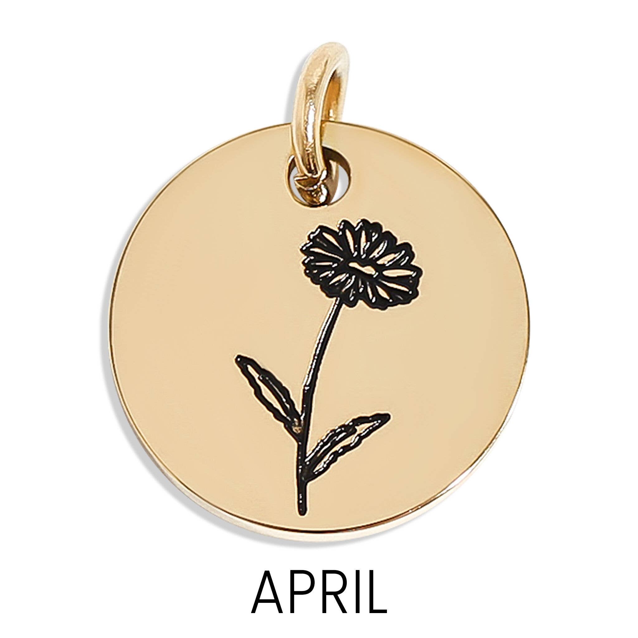 18K Gold PVD Stainless Steel Birth Flower Charm