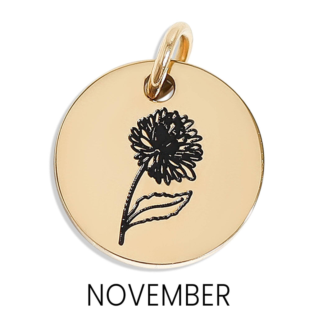 18K Gold PVD Stainless Steel Birth Flower Charm