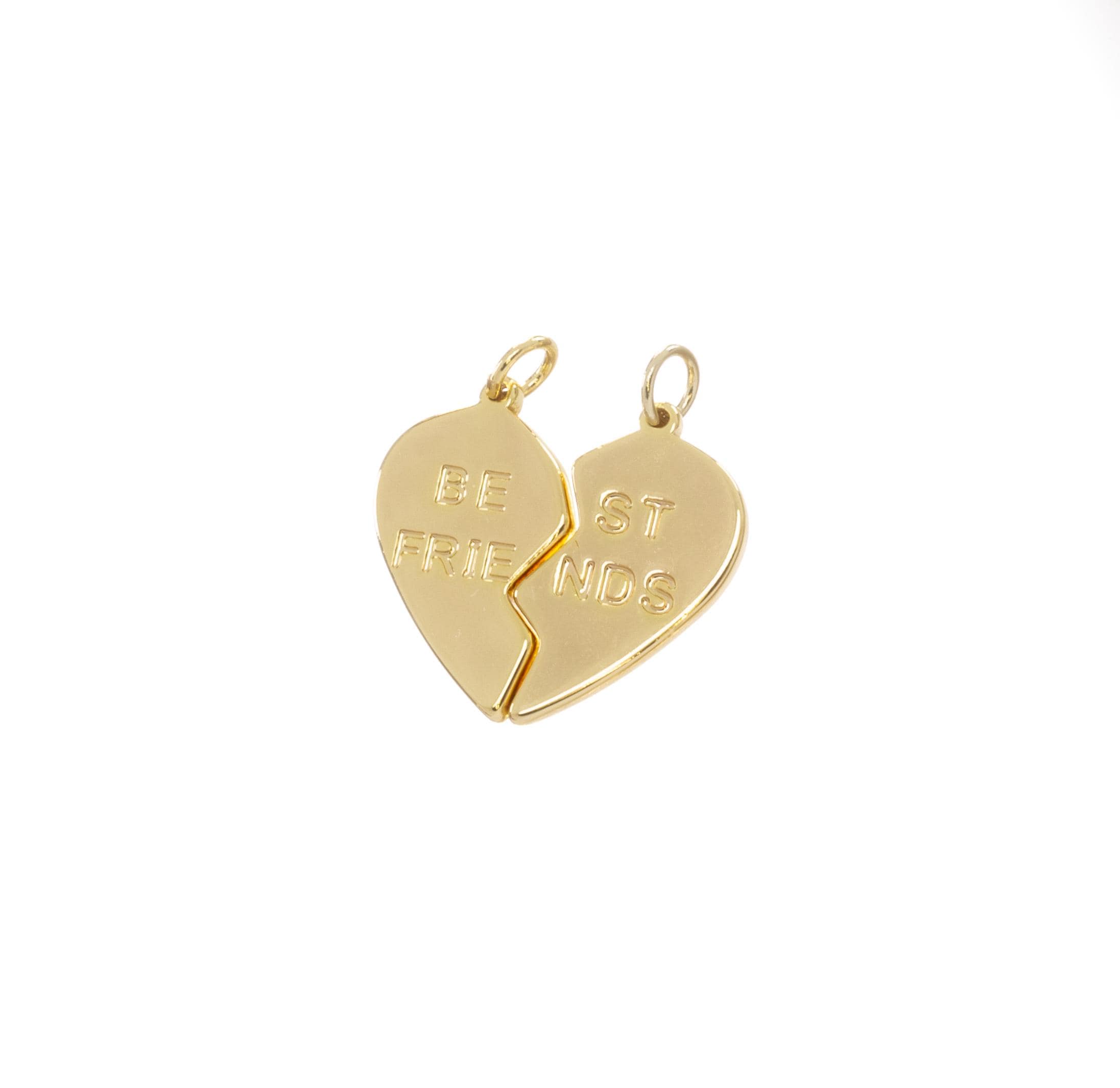 Best Friends Split Heart Charm Set - Gold BFF Charms