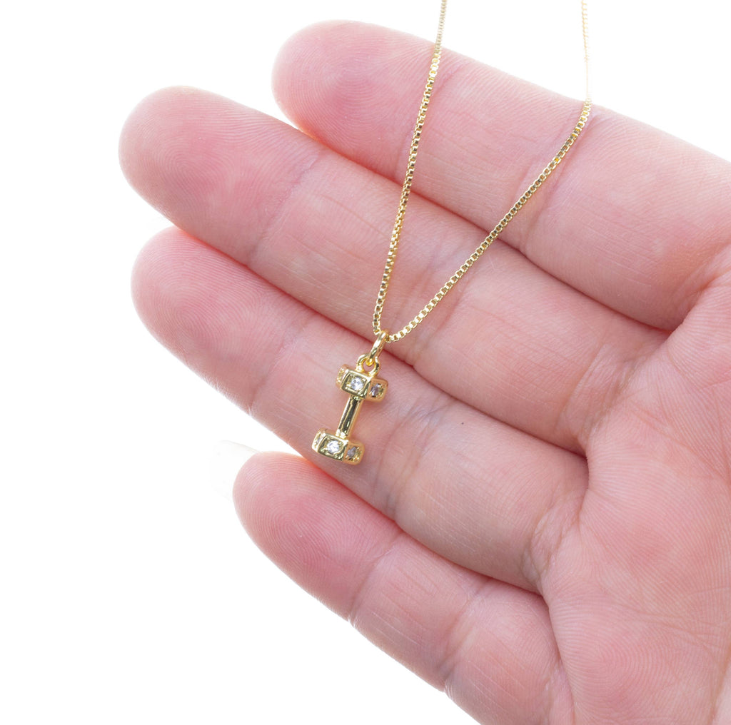Dumbbell Workout Charm | Gold & Silver | Gym Jewelry