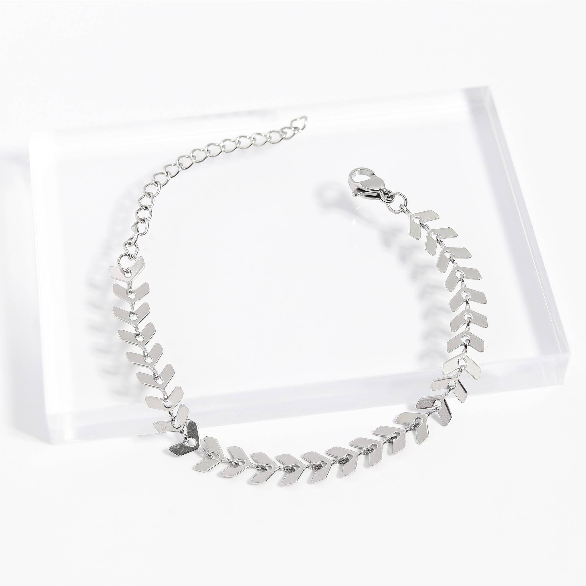 Stainless Steel Gold Chevron Chain Bracelet