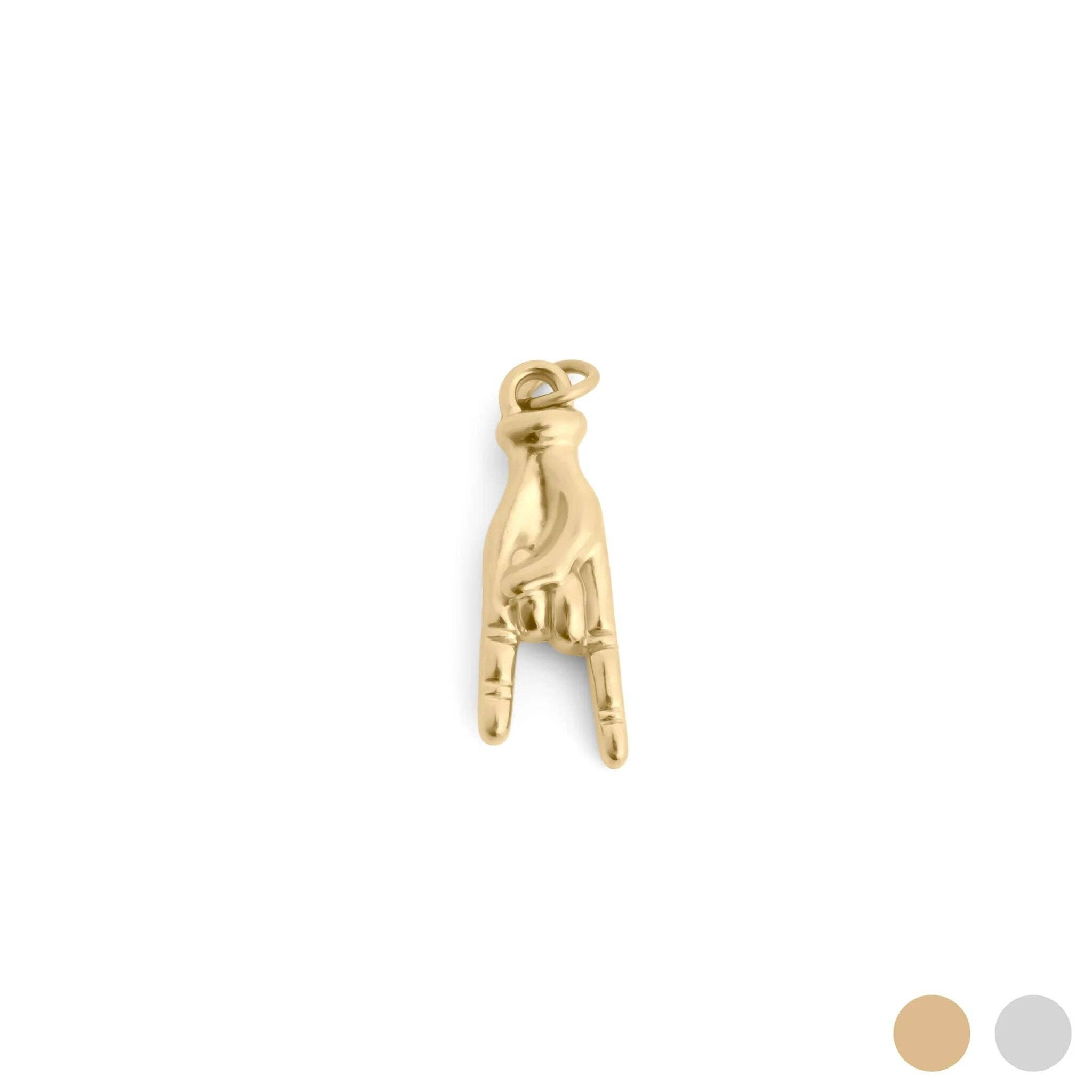 18K Gold PVD Stainless Steel Rock On Hand Charm