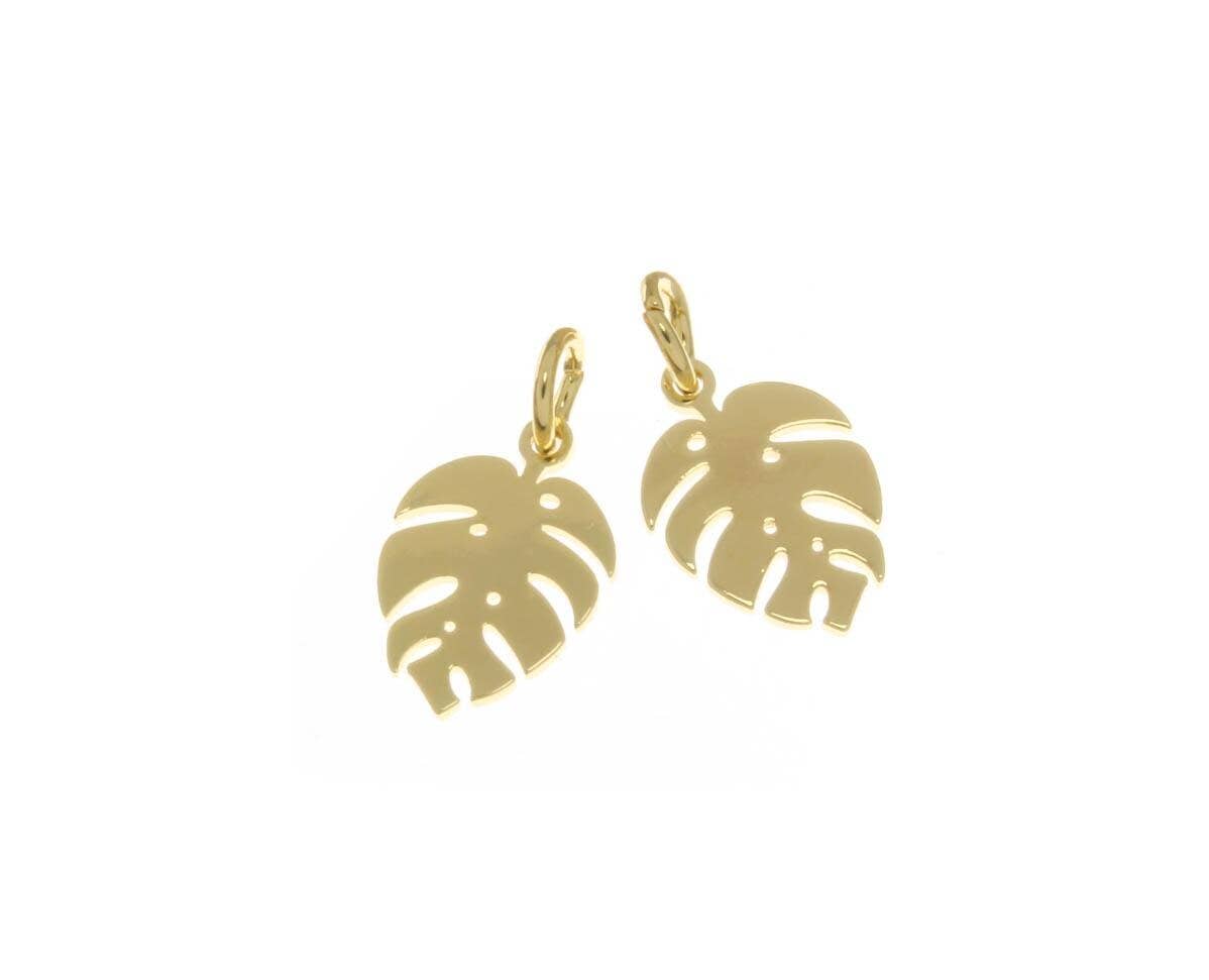 Gold Monstera Leaf Charm