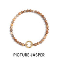 18K Gold PVD Stainless Steel Semi Precious Natural Stone Charm Keeper Bracelet