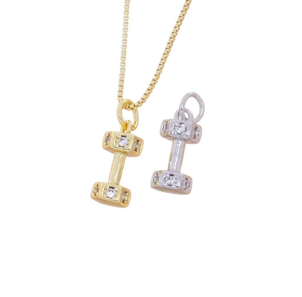 Dumbbell Workout Charm | Gold & Silver | Gym Jewelry