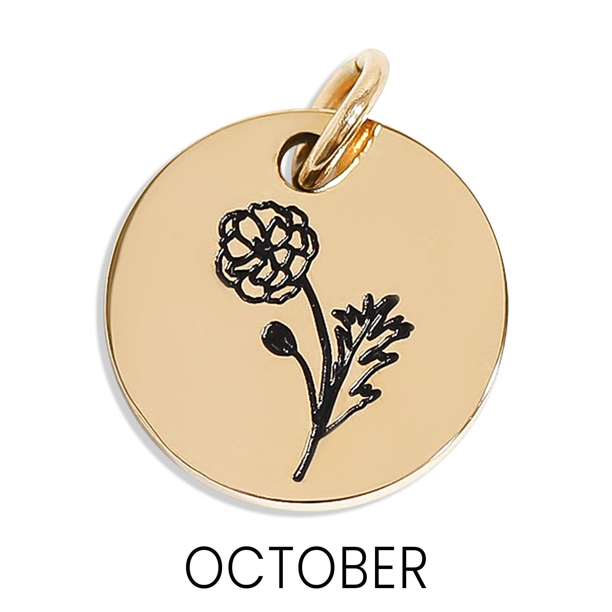 18K Gold PVD Stainless Steel Birth Flower Charm
