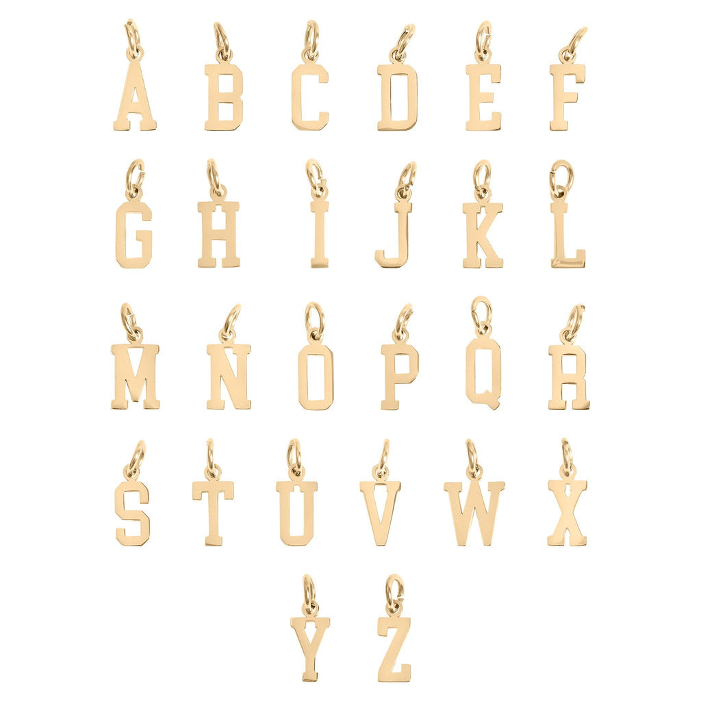 18K Gold PVD Stainless Steel Small Sport Letter Charm