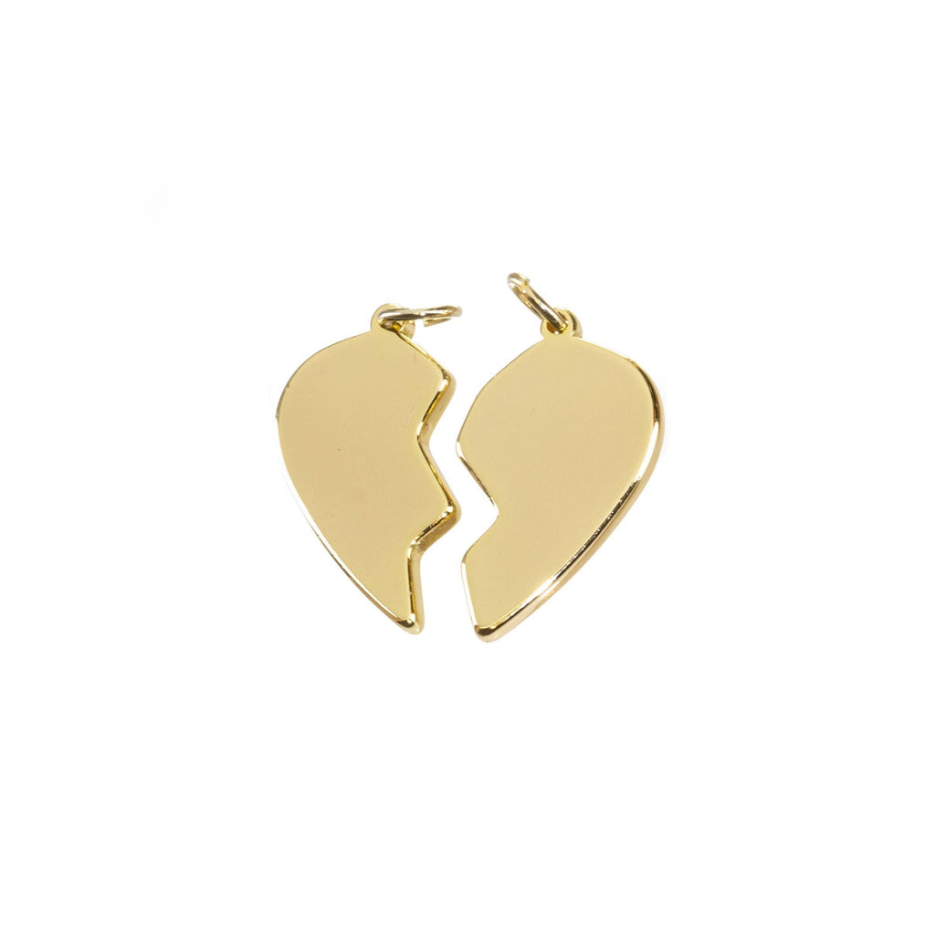 Best Friends Split Heart Charm Set - Gold BFF Charms