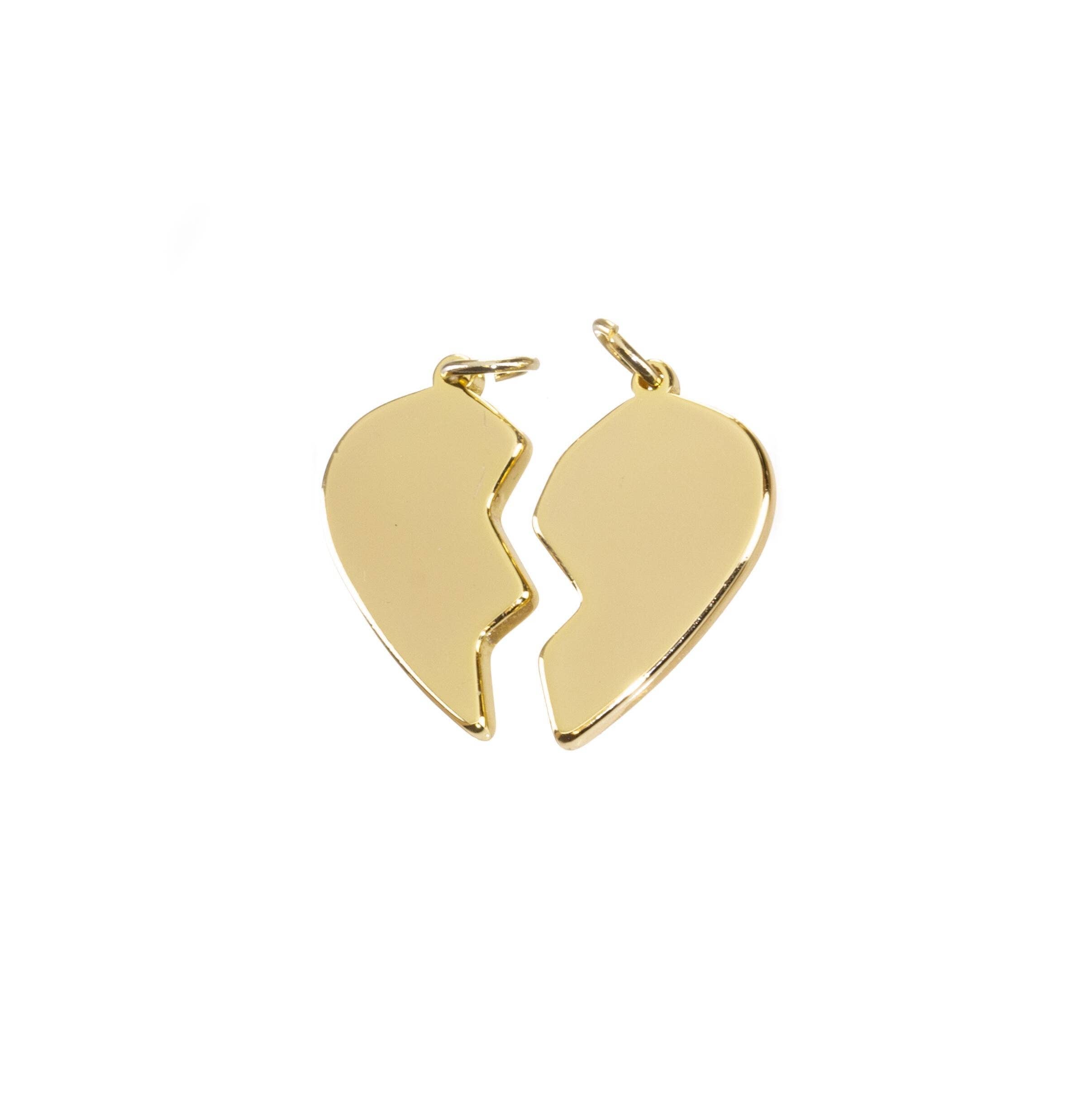 Best Friends Split Heart Charm Set - Gold BFF Charms