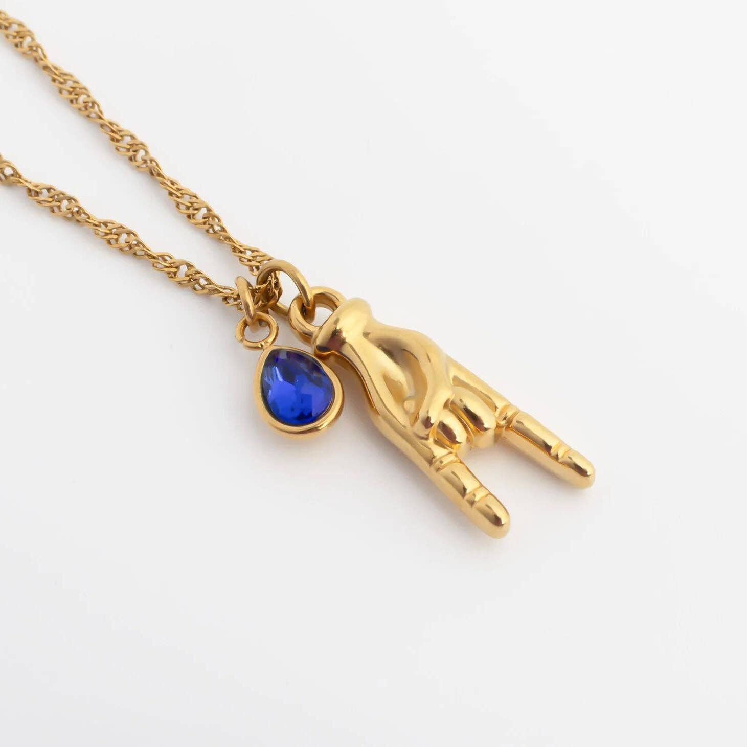 18K Gold PVD Stainless Steel Rock On Hand Charm