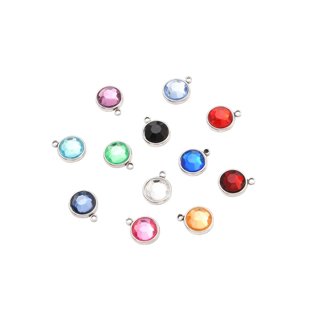 Large Silver Gemstone Charm  | Assorted Colors