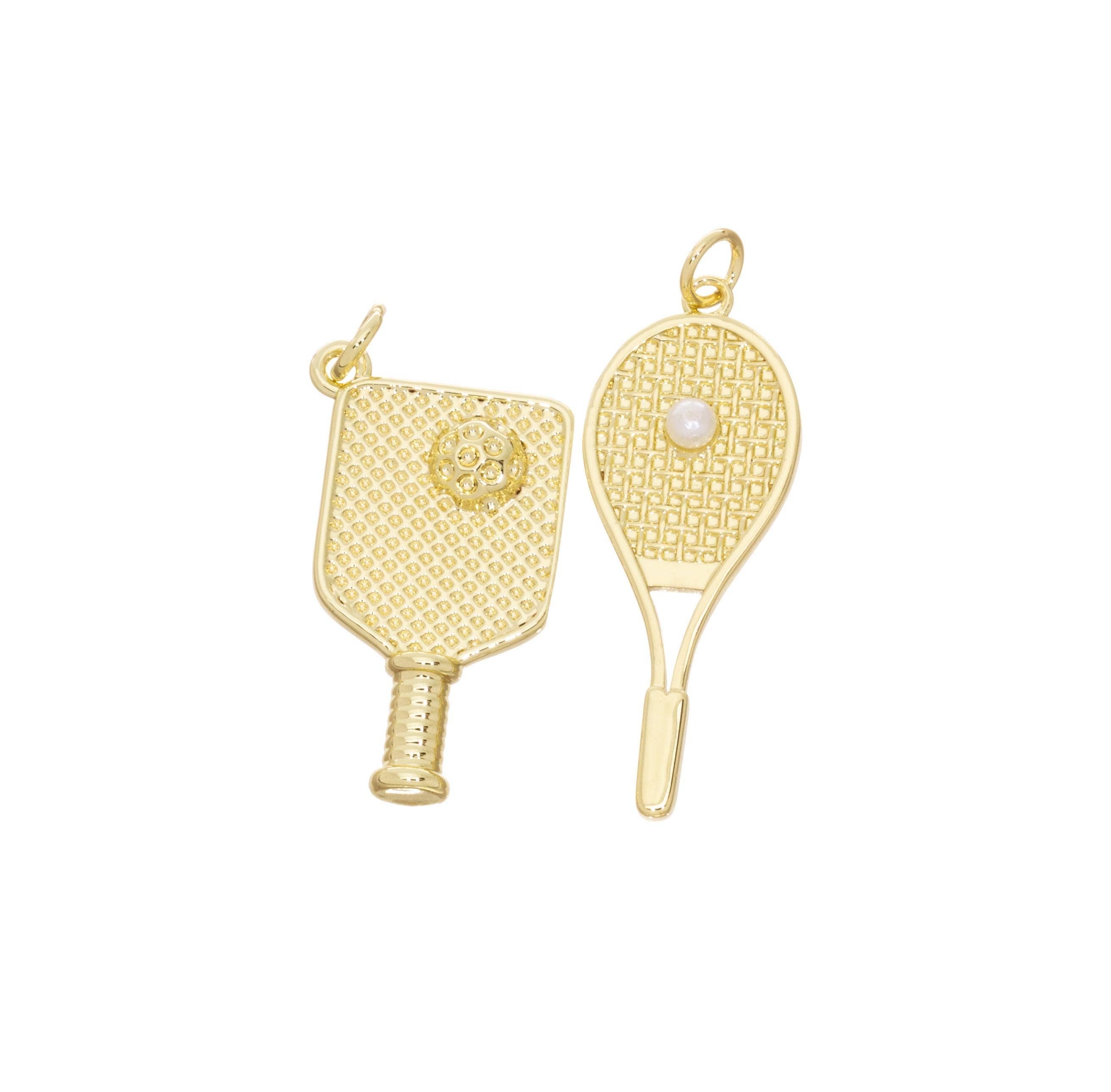 Gold Pickleball Racket Charm