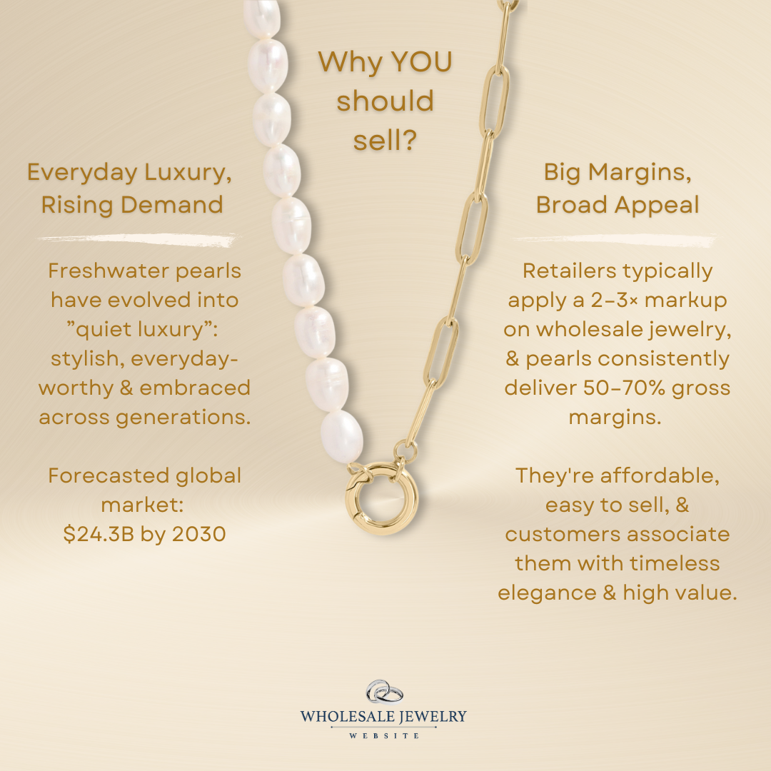 Freshwater Pearl Paperclip Split Chain Charm Holder Necklace