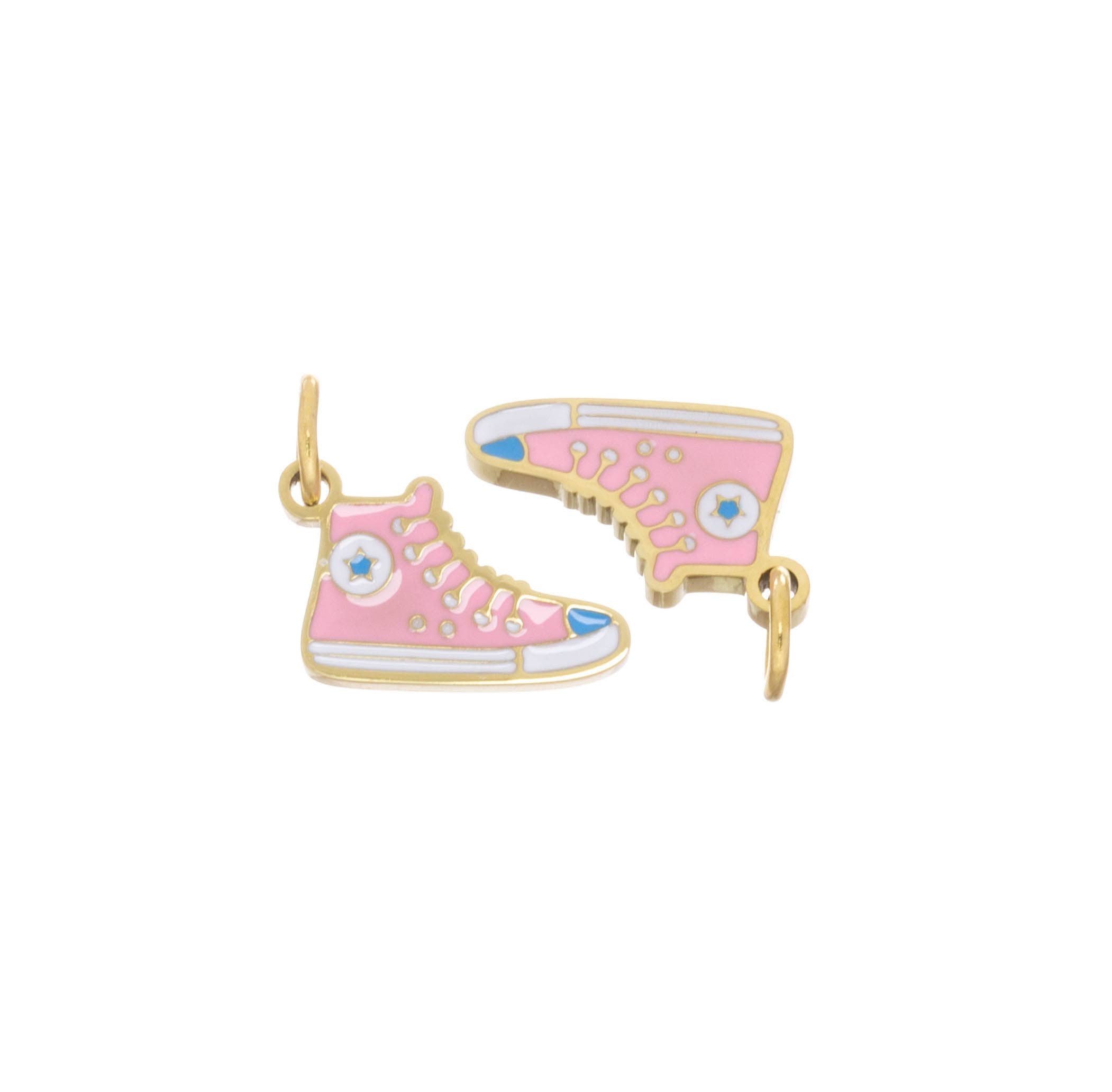 Gold Pink Sneaker Shoe Charm