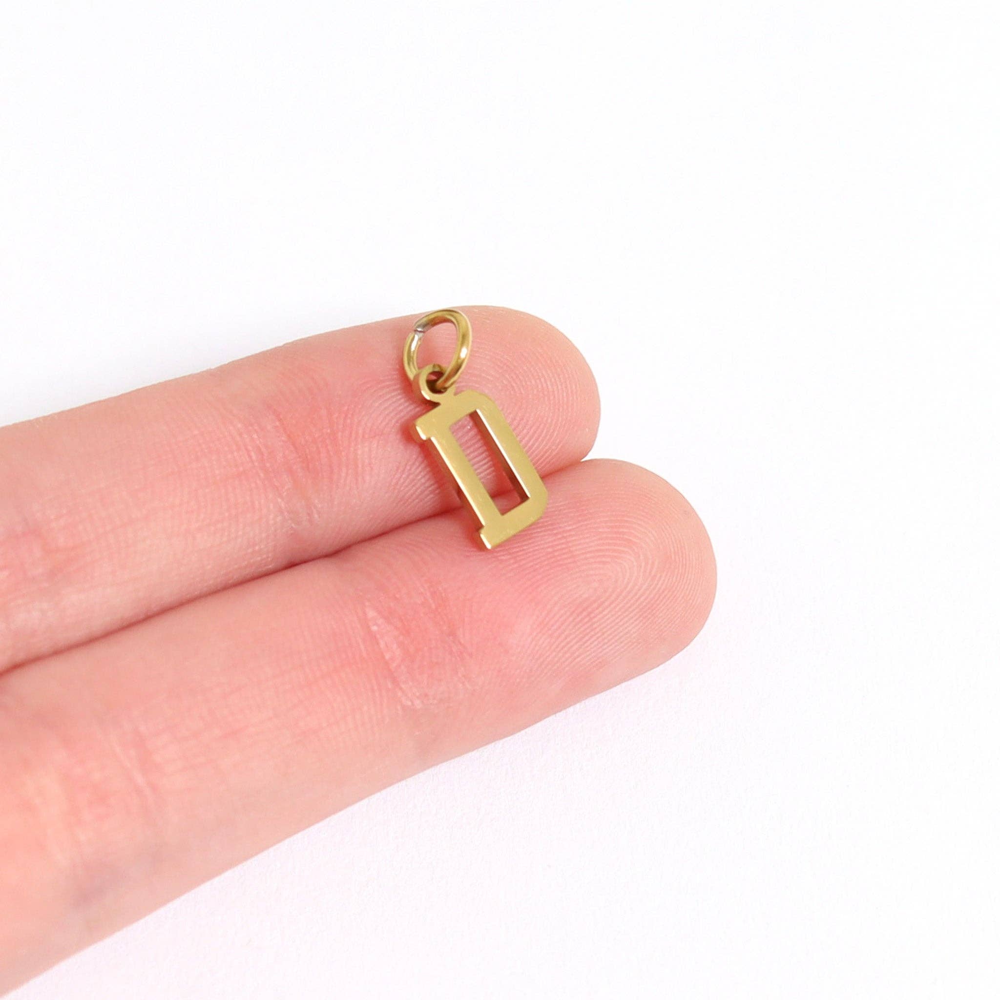 18K Gold PVD Stainless Steel Small Sport Letter Charm