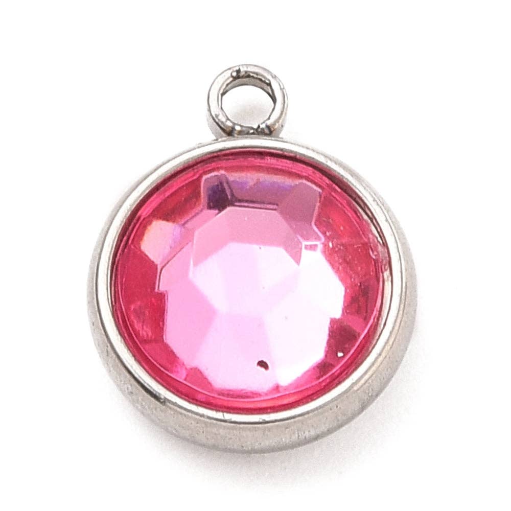 Large Silver Gemstone Charm  | Assorted Colors