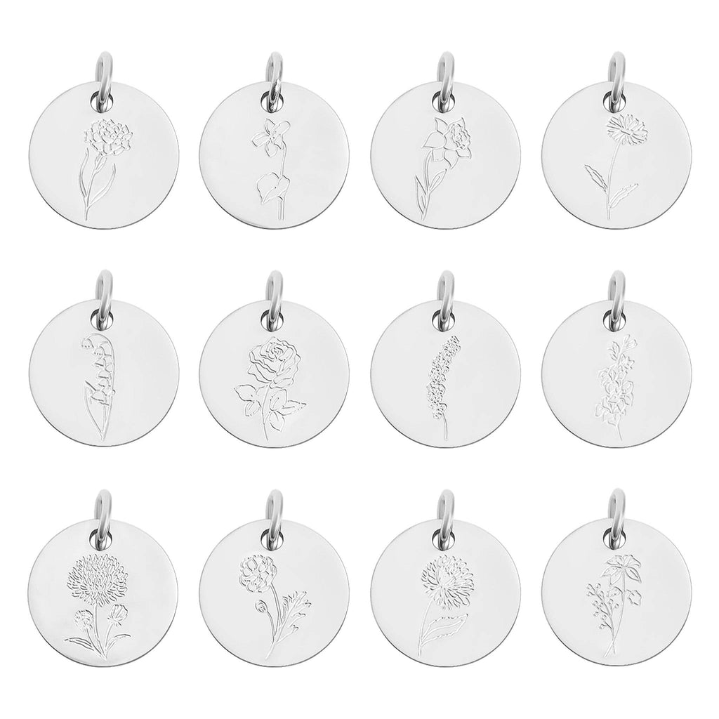 18K Gold PVD Stainless Steel Birth Flower Charm