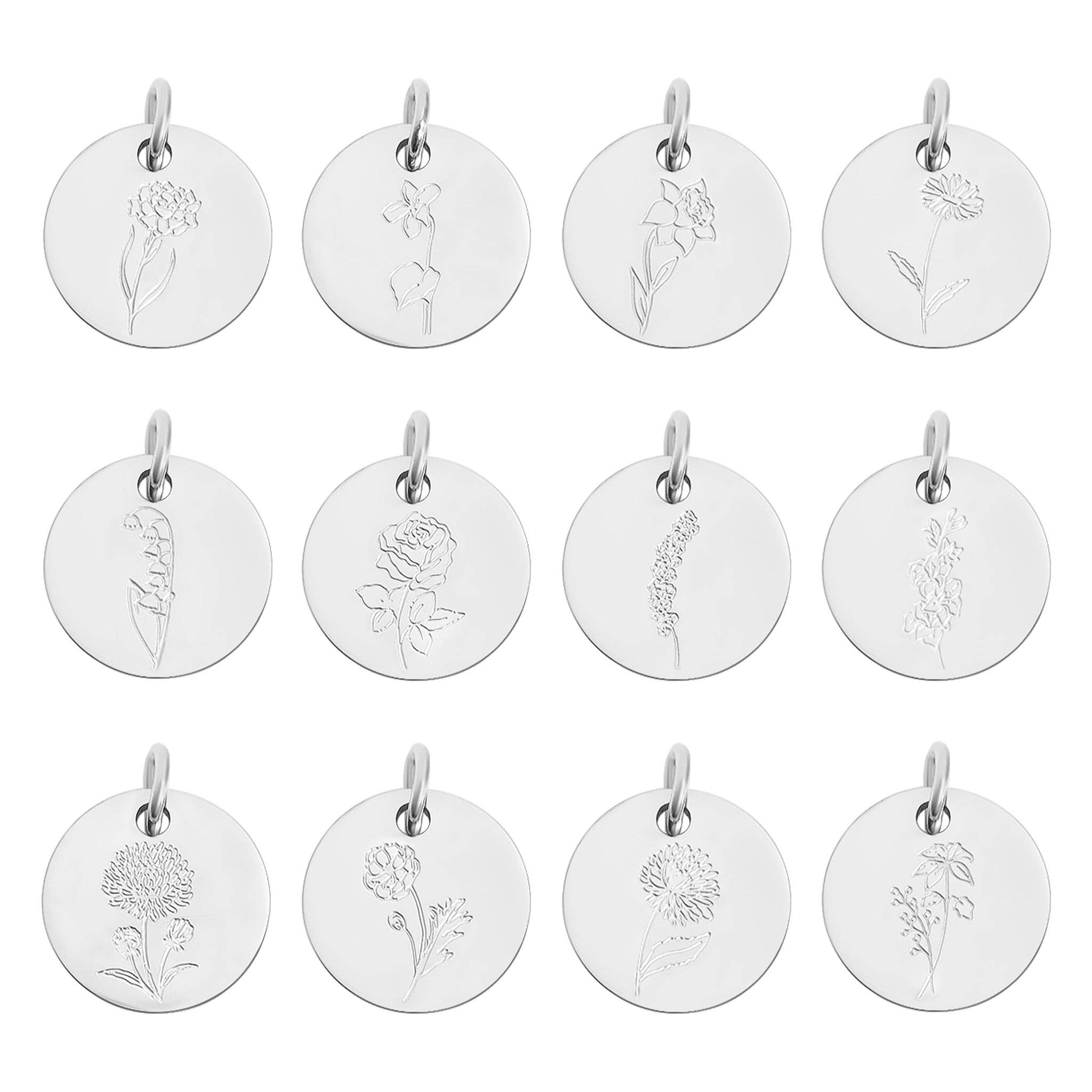 18K Gold PVD Stainless Steel Birth Flower Charm