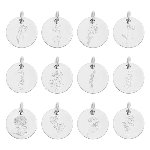 18K Gold PVD Stainless Steel Birth Flower Charm