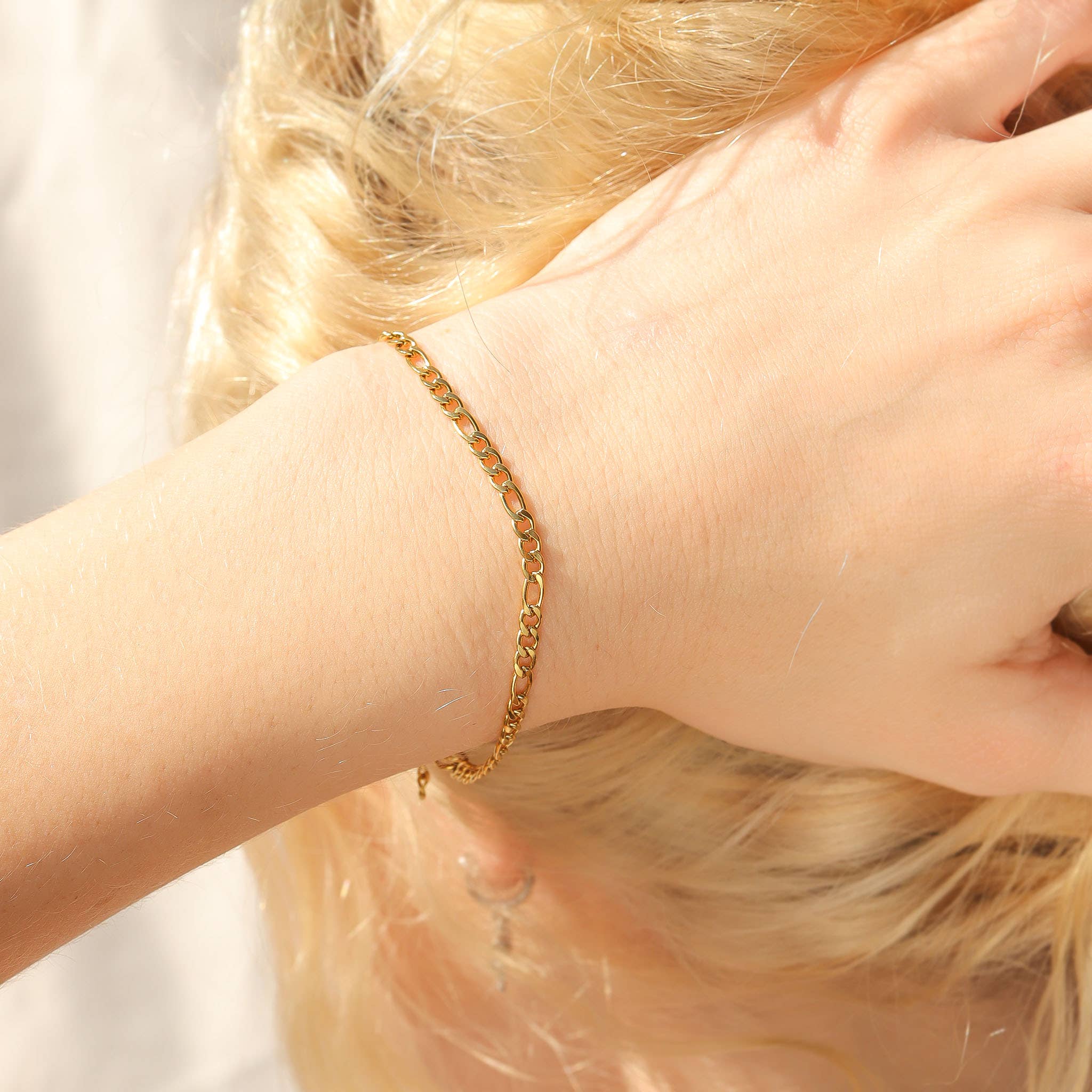 18K Gold Figaro Chain Bracelet / Anklet