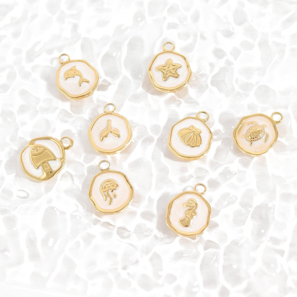 18K Gold PVD Sea Life Epoxy Charms