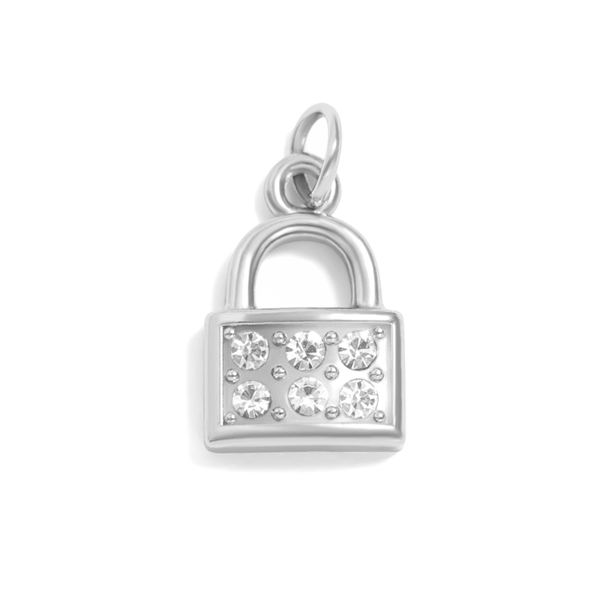 18K Gold PVD Stainless Steel Dainty CZ Padlock Charm