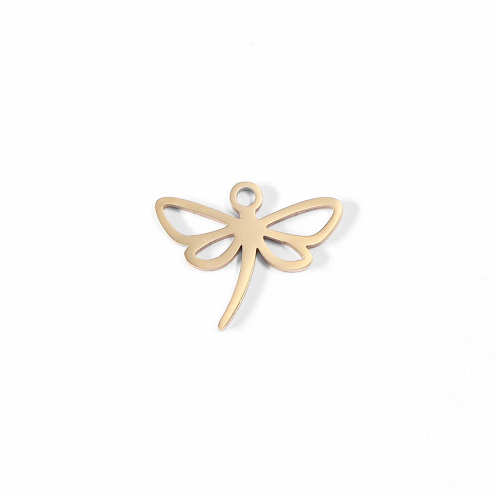 18K Gold PVD Stainless Steel Dainty Dragonfly Charm