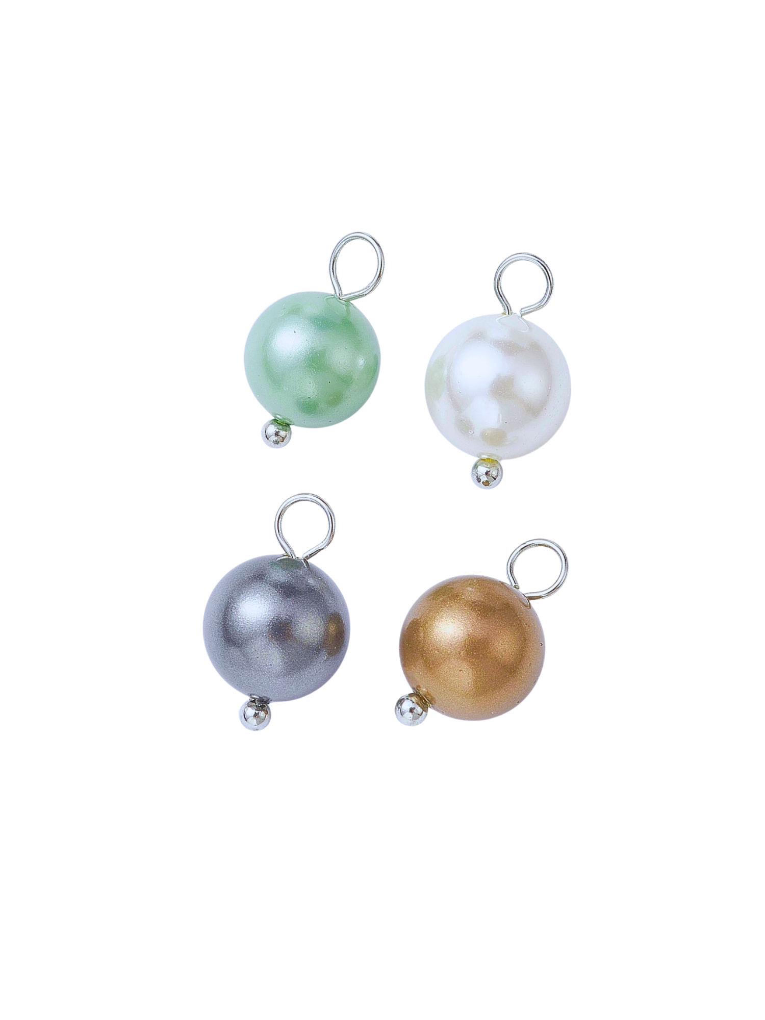 Silver Pearl Charms | Assorted Colors | Platinum Plated