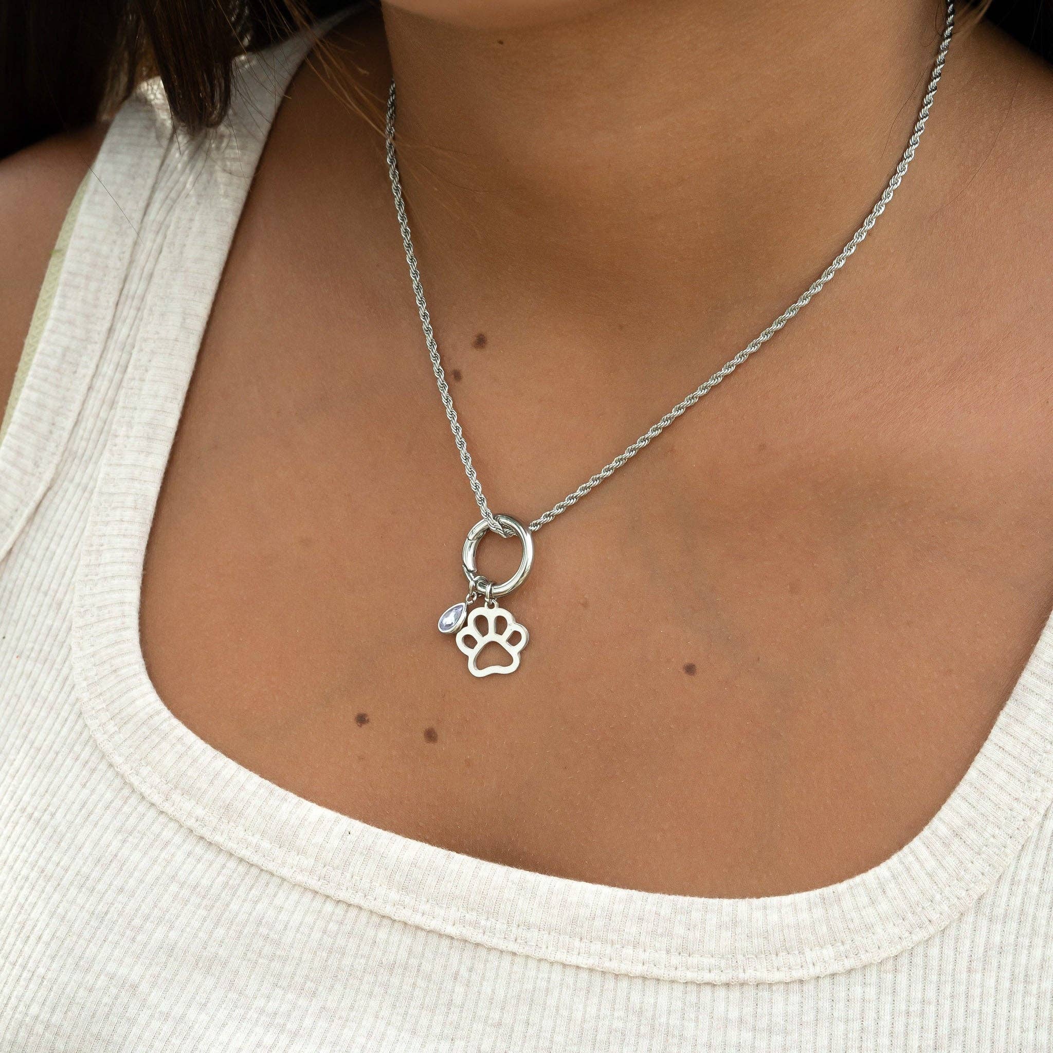 Stainless Steel Teardrop Birthstone Charm