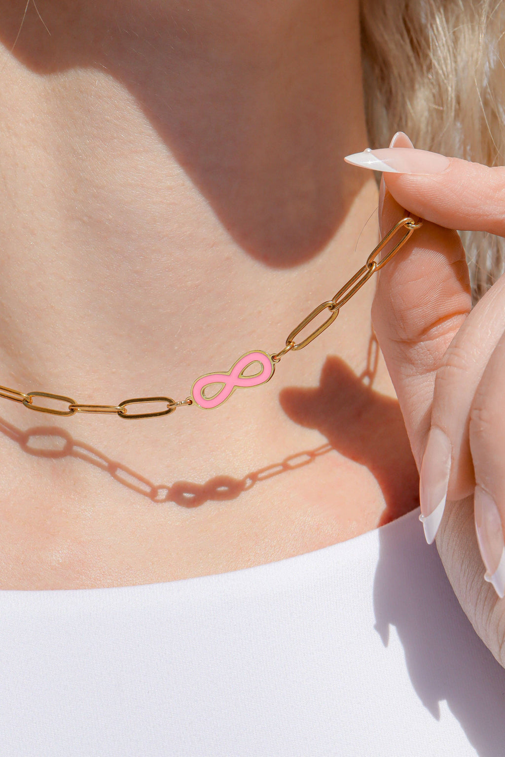 18K Gold PVD Paperclip Connector Chain Necklace